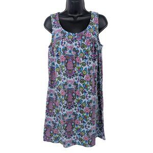 Nick & Nora Sleeveless Sleepwear Dress Owl Floral Print Retro Y2K Pajama Size M